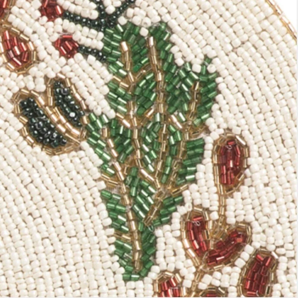 x4 Tahari Christmas Nutcracker Wreath Bow Beaded Placemat Set 15